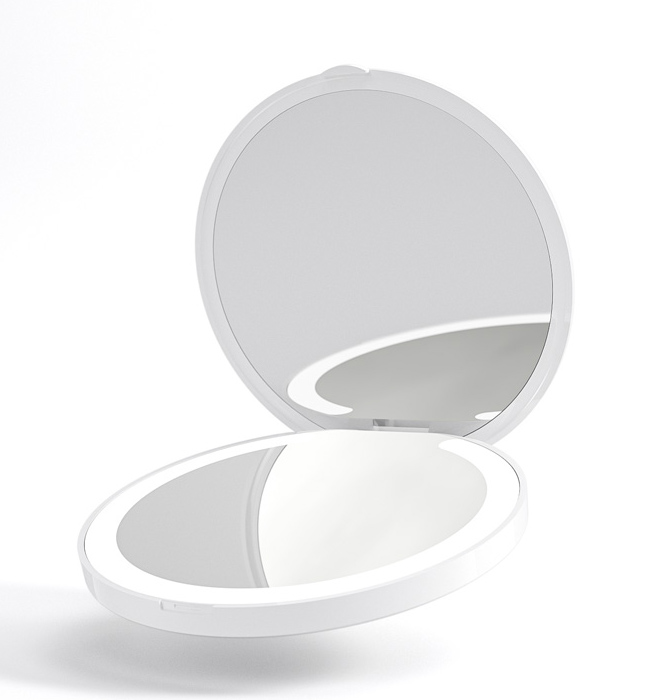 HOME USE καθρέφτης χειρός HUH-0184 με LED φως, 1x/3x zoom 180mAh, λευκός 1 HOME USE καθρέφτης χειρός HUH-0184 με LED φως