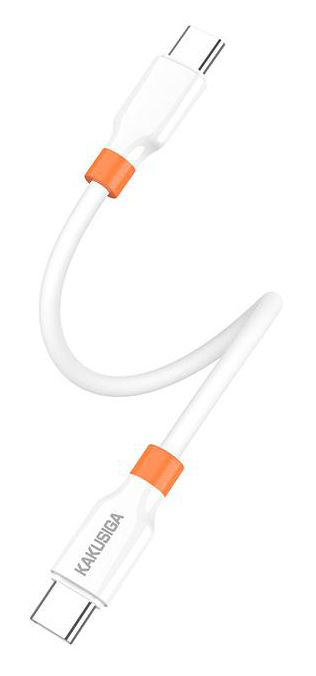 KAKUSIGA καλώδιο USB-C KSC-1024, σιλικόνης, 100W, 480Mbps, 0.25m, λευκό 1 KAKUSIGA καλώδιο USB-C KSC-1024