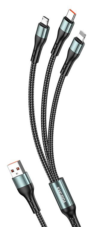 KAKUSIGA καλώδιο USB σε USB-C/Lightning/Micro USB KSC-1026, 5A, 480Mbps, 1.2m, μαύρο 1 KAKUSIGA καλώδιο USB σε USB-C/Lightning/Micro USB KSC-1026
