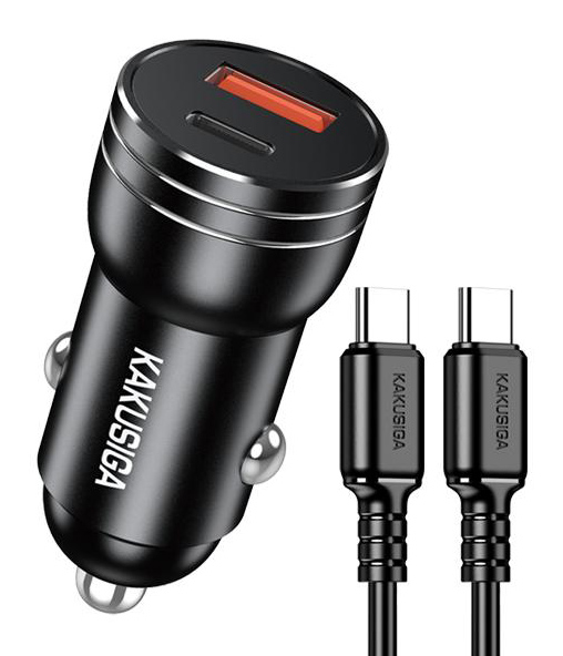 KAKUSIGA φορτιστής αυτοκινήτου KSC-1714 με καλώδιο USB-C, USB/USB-C, 60W, μαύρος 1 KAKUSIGA φορτιστής αυτοκινήτου KSC-1714 με καλώδιο USB-C