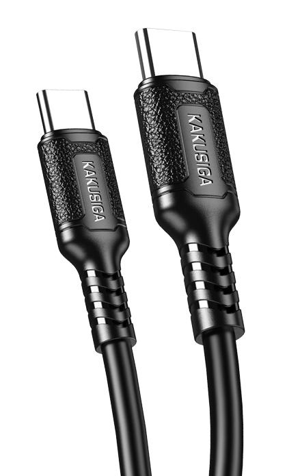 KAKUSIGA καλώδιο USB-C σε USB-C KSC-984, σιλικόνης, 60W, 480Mbps, 1m, μαύρο 1 KAKUSIGA καλώδιο USB-C σε USB-C KSC-984