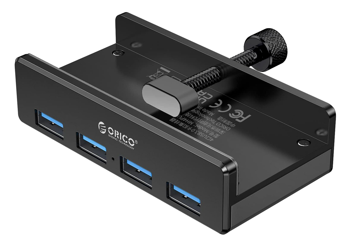 ORICO USB hub MH4PU-P με σφιγκτήρα, 4x θυρών, 5Gbps, USB σύνδεση, μαύρο 1 ORICO USB hub MH4PU-P με σφιγκτήρα