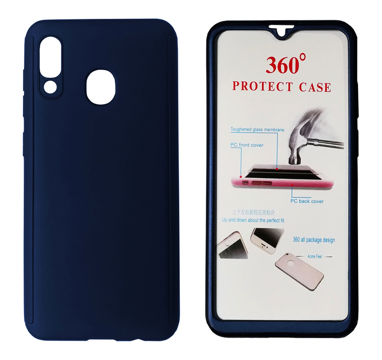POWERTECH Θήκη Body 360° με Tempered Glass για Samsung A20, μπλε 1 POWERTECH Θήκη Body 360° με Tempered Glass για Samsung A20