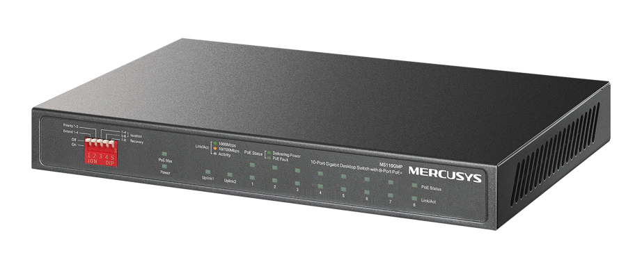 MERCUSYS Desktop Switch MS110GMP, 8x 10/100/1000Mbps PoE+, 2x Gigabit, Ver. 1.0 1 MERCUSYS Desktop Switch MS110GMP