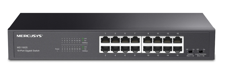 MERCUSYS desktop/rackmount switch MS116GS, 16x Gigabit θύρες, V1.0 1 MERCUSYS desktop/rackmount switch MS116GS