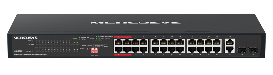 MERCUSYS rackmount switch MS128GP, 28x Gigabit θύρες, PoE+, V1.0 1 MERCUSYS rackmount switch MS128GP