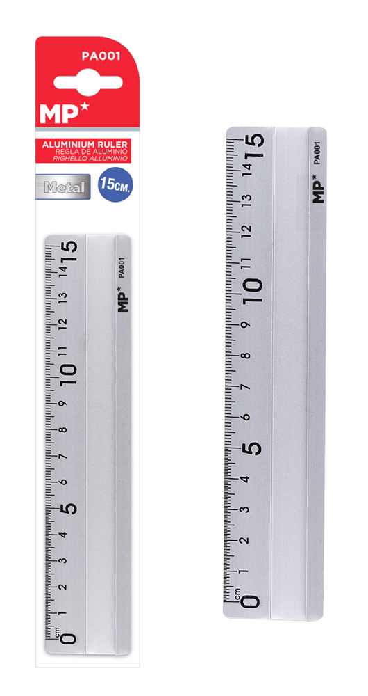 MP μεταλλικός χάρακας PA001, 15cm, ασημί 1 MP μεταλλικός χάρακας PA001