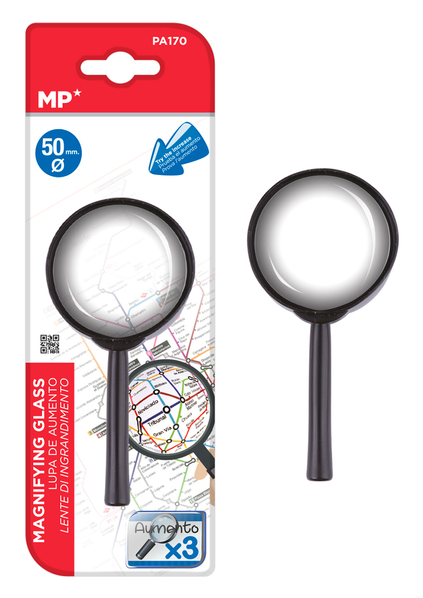 MP μεγεθυντικός φακός PA170, x3, 50mm, πλαστικός με γυάλινο φακό, μαύρος 1 MP μεγεθυντικός φακός PA170
