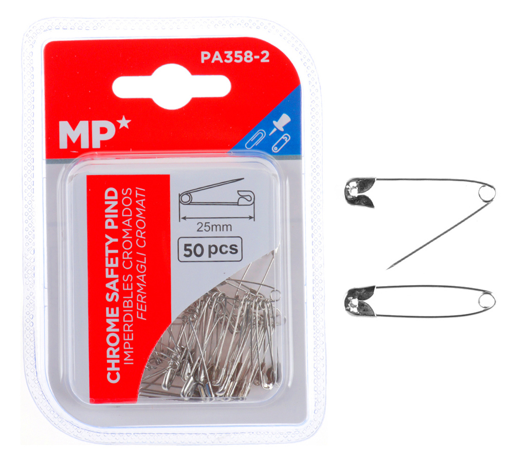 MP παραμάνες PA358-2, μεταλλικές, 25mm, ασημί, 50τμχ 1 MP παραμάνες PA358-2