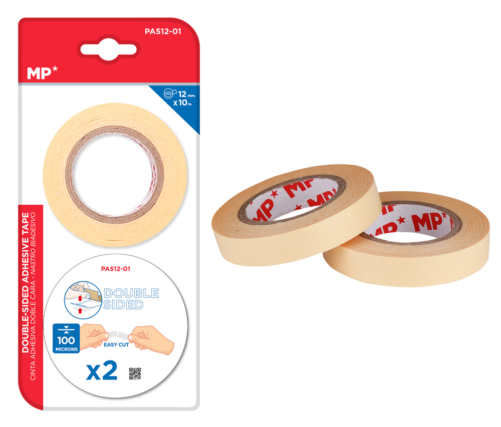 MP κολλητική ταινία διπλής όψεως PA512-01, 12mm, 10m, μπεζ, 2τμχ 1 MP κολλητική ταινία διπλής όψεως PA512-01