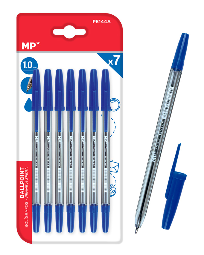 MP στυλό διαρκείας PE144A, 1mm, μπλε, 7τμχ 1 MP στυλό διαρκείας PE144A