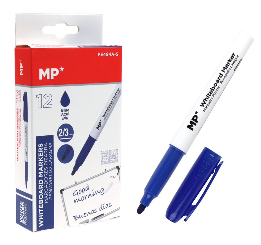 MP Μαρκαδόρος ασπροπίνακα PE494A-S, πάχος μύτης 2-3mm, μπλε, 12τμχ 1 MP Μαρκαδόρος ασπροπίνακα PE494A-S