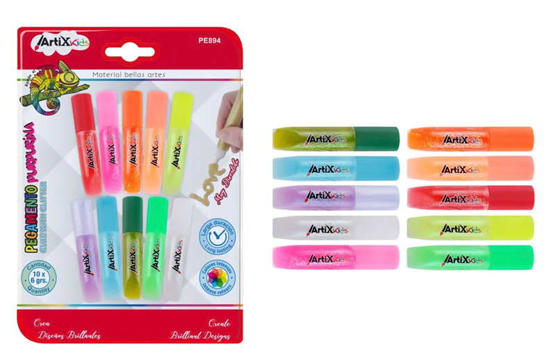 ARTIXKIDS σετ χρωματιστές κόλλες με glitter PE894, 10τμχ 1 ARTIXKIDS σετ χρωματιστές κόλλες με glitter PE894