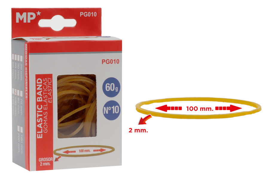 MP λαστιχάκια συσκευασίας PG010 σε κουτί, No10, 2x100mm, 60g 1 MP λαστιχάκια συσκευασίας PG010 σε κουτί
