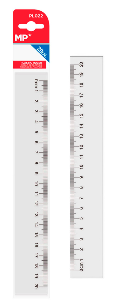 MP πλαστικός χάρακας PL022, 20cm, διάφανος 1 MP πλαστικός χάρακας PL022