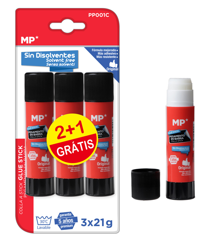 MP κόλλα στικ PP001C, διάφανη, 21g, 3τμχ 1 MP κόλλα στικ PP001C