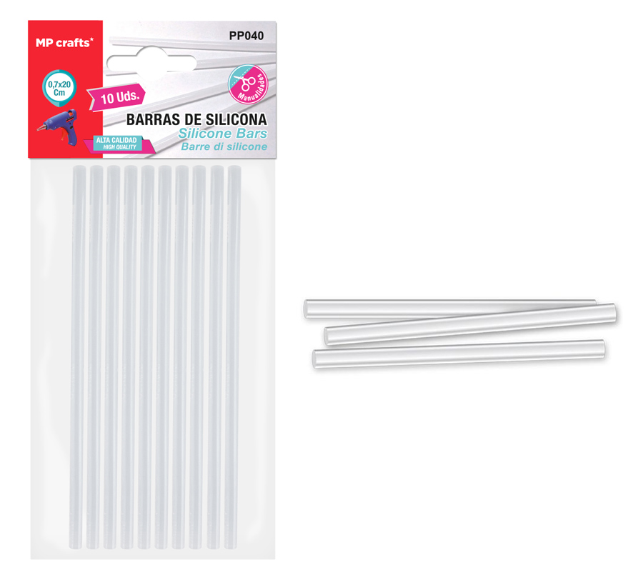 MP ράβδοι σιλικόνης PP040 για θερμοπίστολο, 7.1mm x 20cm, 10τμχ 1 MP ράβδοι σιλικόνης PP040 για θερμοπίστολο