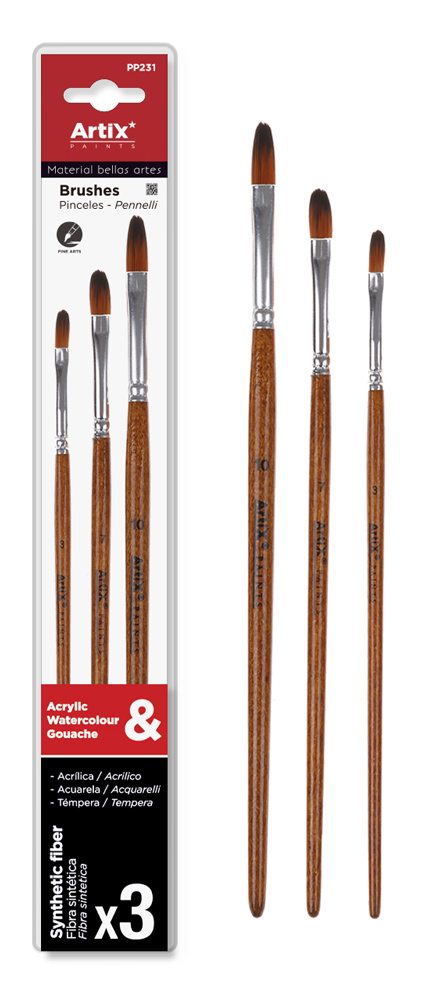 ARTIX PAINTS σετ πινέλων ζωγραφικής PP231, καφέ, 3τμχ 1 ARTIX PAINTS σετ πινέλων ζωγραφικής PP231