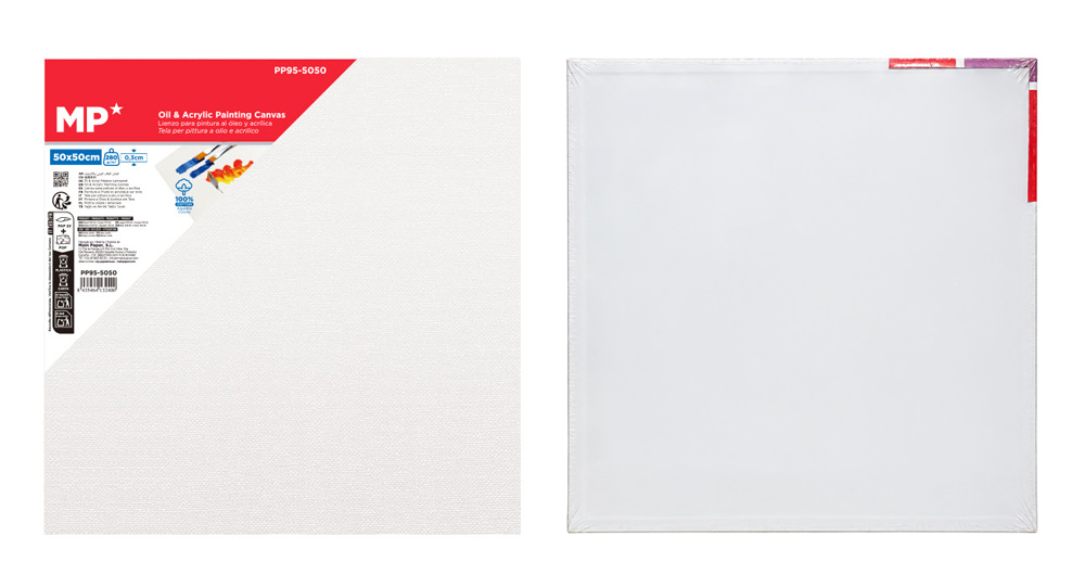MP καμβάς καρτολίνο ζωγραφικής PP95-5050, 50x50cm, 280gr/m², λευκός 1 MP καμβάς καρτολίνο ζωγραφικής PP95-5050