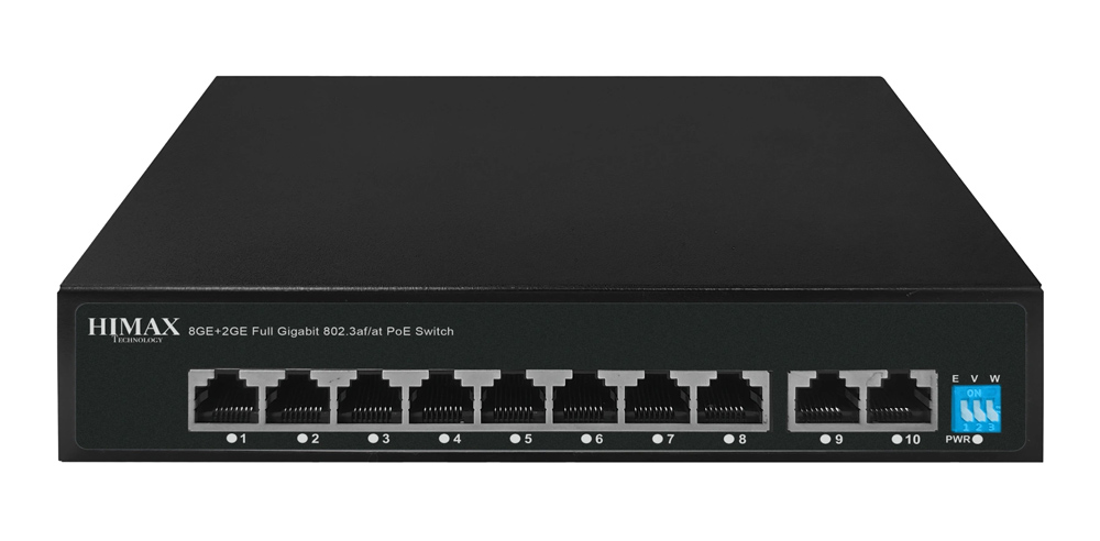 HIMAX PoE switch PS1802G, 8x Ethernet PoE & 2x Ethernet θύρες, έως 1000Mbps 1 HIMAX PoE switch PS1802G