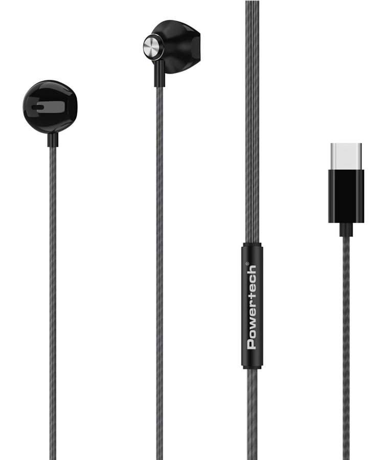 POWERTECH earphones με μικρόφωνο Prime, USB-C σύνδεση, 1.2m, μαύρα 1 POWERTECH earphones με μικρόφωνο Prime