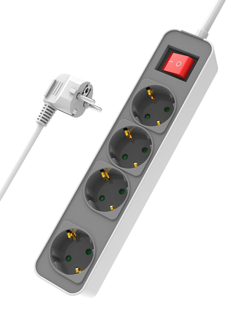 POWERTECH πολύπριζο ασφαλείας PT-1056, 4x schuko, 16A, 1.4m, λευκό 1 POWERTECH πολύπριζο ασφαλείας PT-1056