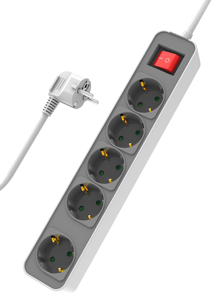 POWERTECH πολύπριζο ασφαλείας PT-1057, 5x schuko, 16A, 1.4m, λευκό 1 POWERTECH πολύπριζο ασφαλείας PT-1057