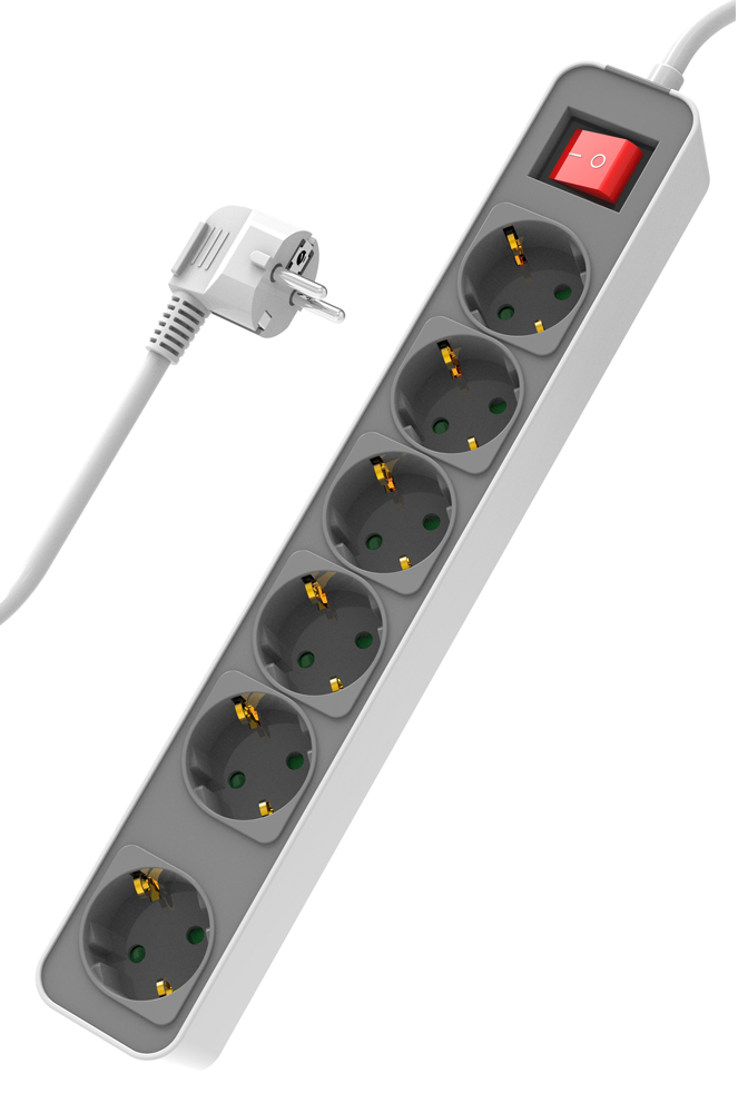 POWERTECH πολύπριζο ασφαλείας PT-1058, 6x schuko, 16A, 1.4m, λευκό 1 POWERTECH πολύπριζο ασφαλείας PT-1058