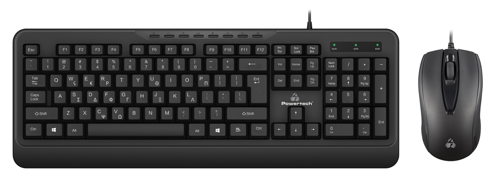 POWERTECH set ποντίκι & πληκτρολόγιο PT-1067, ενσύρματο, 1000DPI, μαύρο 1 POWERTECH set ποντίκι & πληκτρολόγιο PT-1067