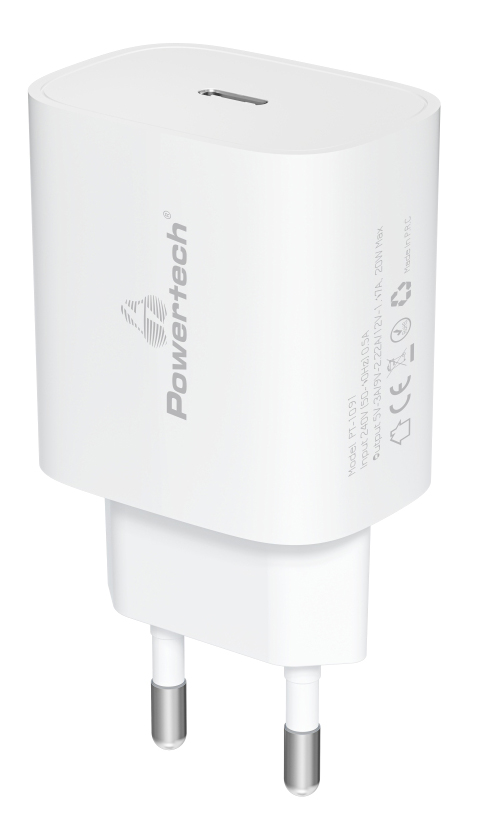 POWERTECH φορτιστής τοίχου PT-1091, USB-C, PD 20W, λευκός 1 POWERTECH φορτιστής τοίχου PT-1091