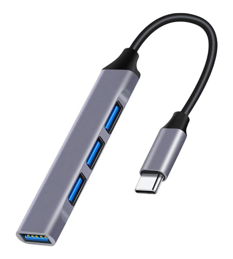 POWERTECH USB hub PT-1113, 4x θυρών, 5Gbps, USB-C σύνδεση, γκρι 1 POWERTECH USB hub PT-1113
