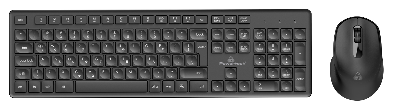 POWERTECH set ποντίκι & πληκτρολόγιο PT-1151, ασύρματο, 1600DPI, μαύρο 1 POWERTECH set ποντίκι & πληκτρολόγιο PT-1151