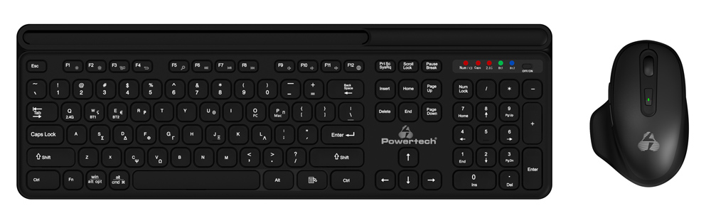 POWERTECH set ποντίκι & πληκτρολόγιο PT-1154, 2.4GHz & Bluetooth, μαύρο 1 POWERTECH set ποντίκι & πληκτρολόγιο PT-1154
