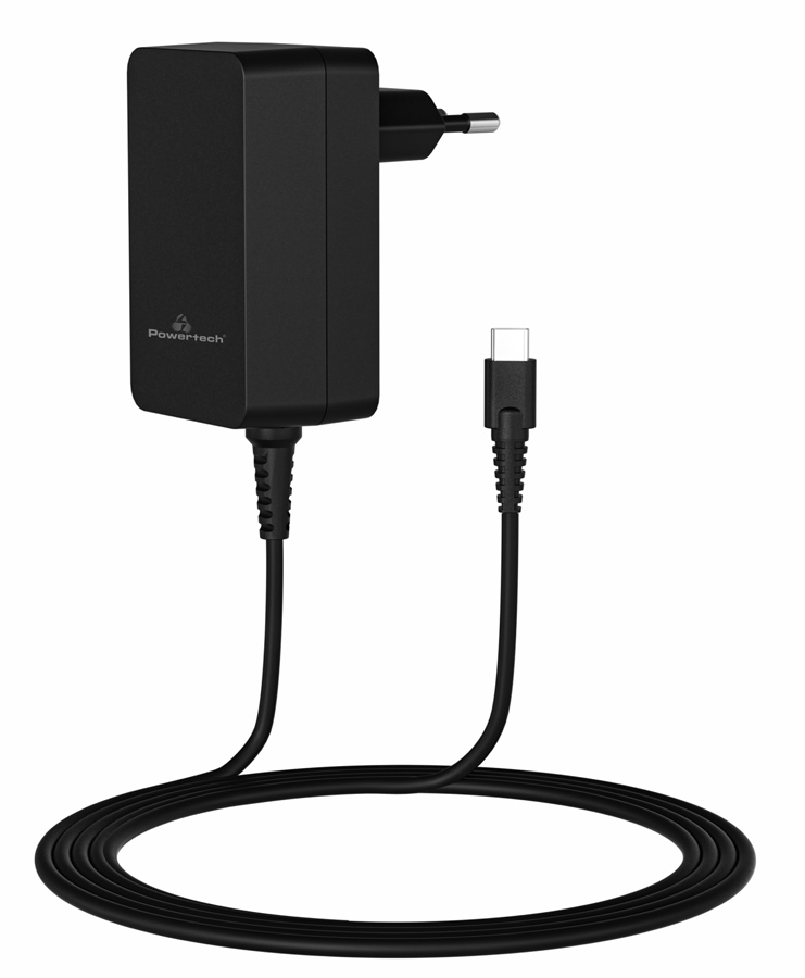 POWERTECH φορτιστής laptop PT-1155, USB-C PD, universal, 45W, μαύρος 1 POWERTECH φορτιστής laptop PT-1155