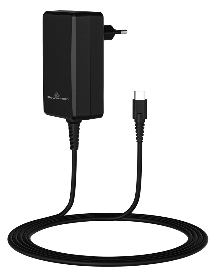 POWERTECH φορτιστής laptop PT-1156, USB-C PD, universal, 65W, μαύρος 1 POWERTECH φορτιστής laptop PT-1156