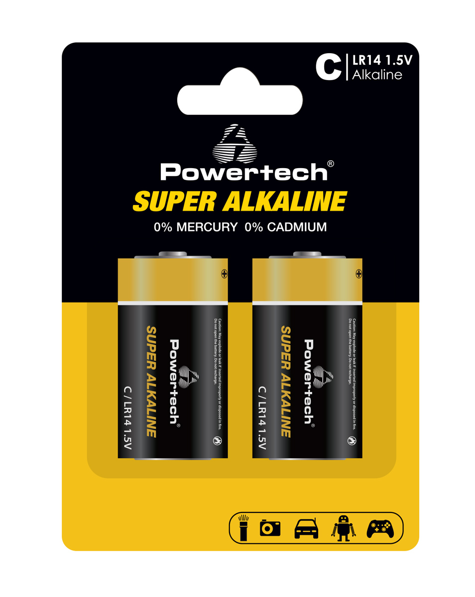 POWERTECH αλκαλικές μπαταρίες Super Alkaline PT-1216, LR14, 1.5V, 2τμχ 1 POWERTECH αλκαλικές μπαταρίες Super Alkaline PT-1216