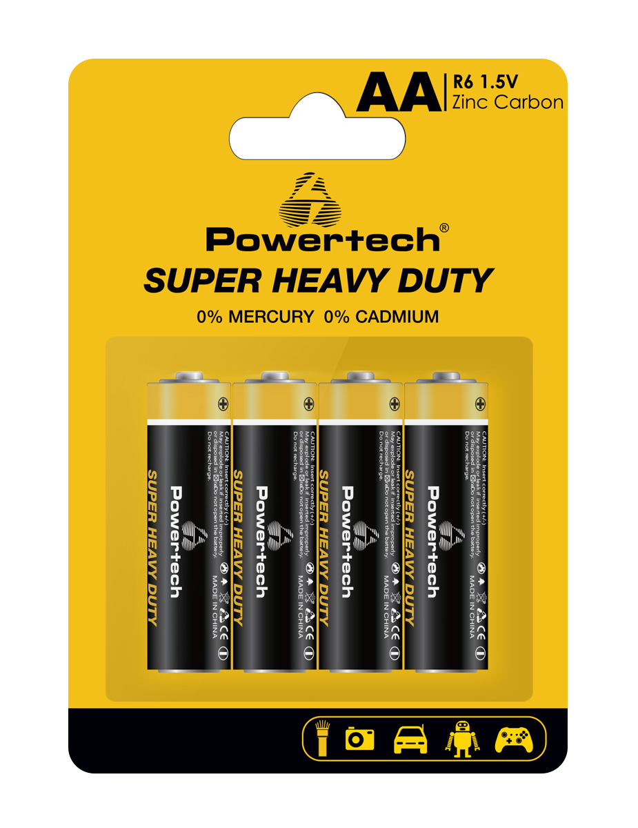 POWERTECH μπαταρίες Zinc Carbon Super Heavy Duty PT-1219, AA, 1.5V, 4τμχ 1 POWERTECH μπαταρίες Zinc Carbon Super Heavy Duty PT-1219