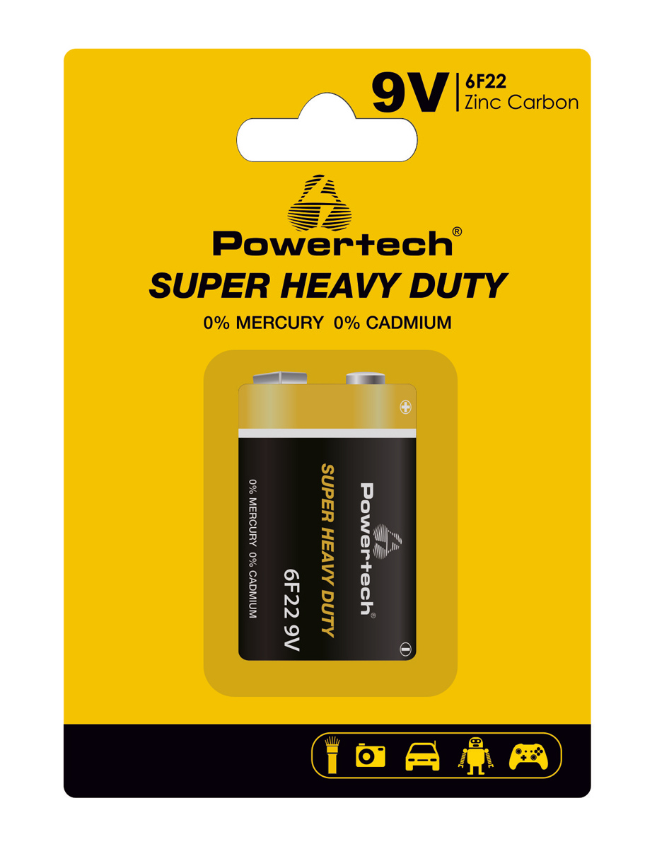 POWERTECH μπαταρία Zinc Carbon Super Heavy Duty PT-1220, 9V, 1τμχ 1 POWERTECH μπαταρία Zinc Carbon Super Heavy Duty PT-1220