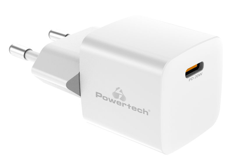 POWERTECH φορτιστής τοίχου PT-1223, USB-C, 20W, λευκός 1 POWERTECH φορτιστής τοίχου PT-1223