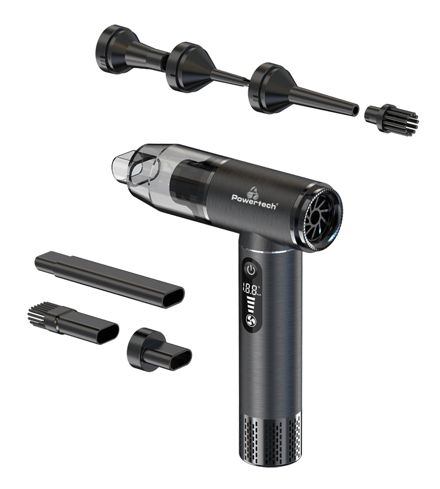 POWERTECH 2 σε 1 σκουπάκι χειρός & air duster PT-1317, 75W, 5000mAh, μαύρο 1 POWERTECH 2 σε 1 σκουπάκι χειρός & air duster PT-1317
