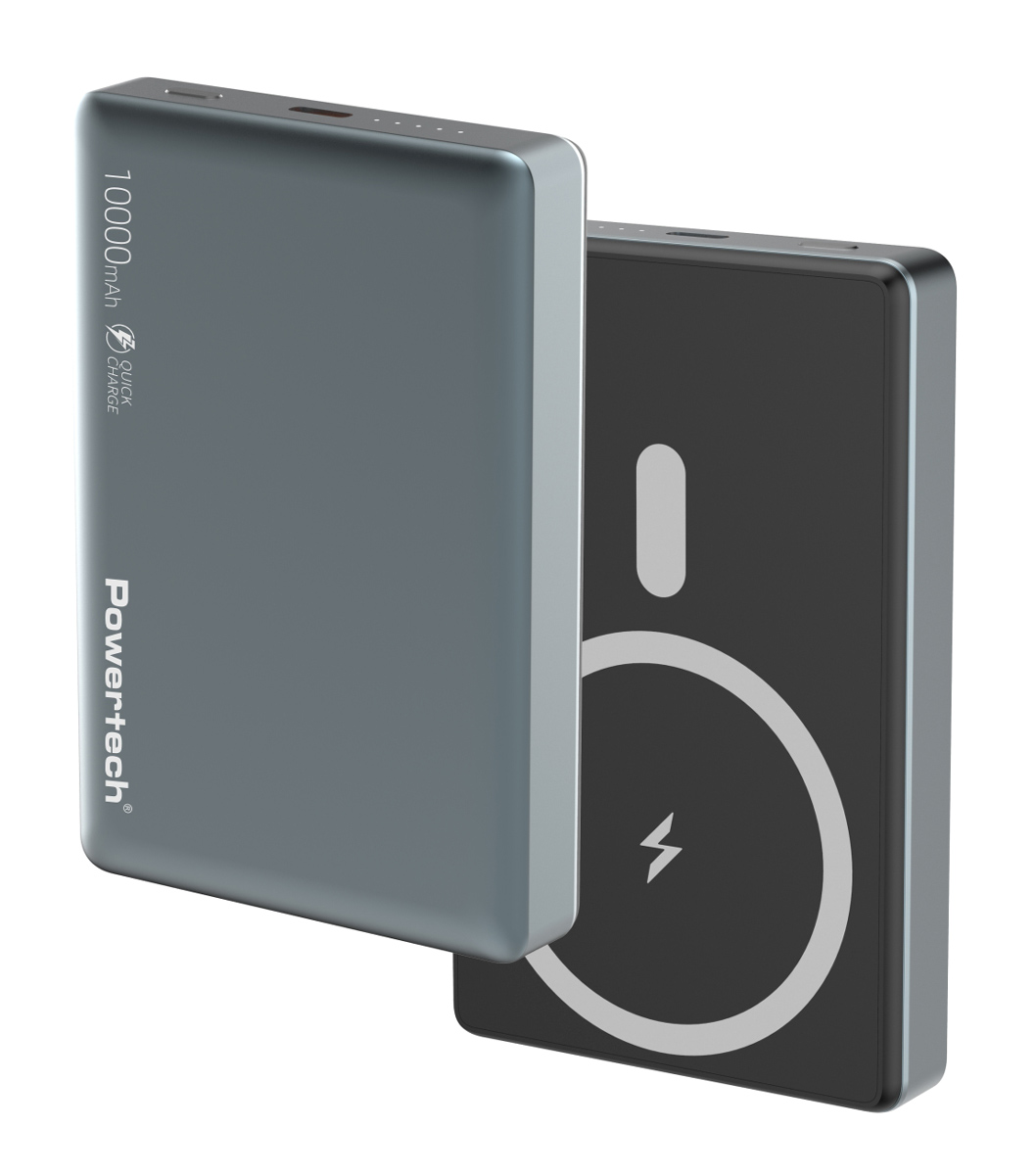 POWERTECH power bank PT-1377, 10000mah, magnetic wireless, 20W, γκρι 1 POWERTECH power bank PT-1377