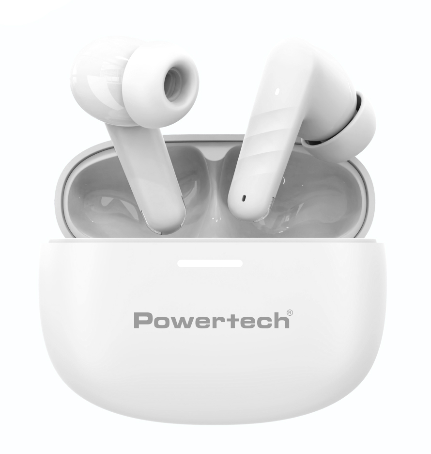POWERTECH earphones με θήκη φόρτισης PT-1432, True Wireless, 35/300mAh, λευκά 1 POWERTECH earphones με θήκη φόρτισης PT-1432