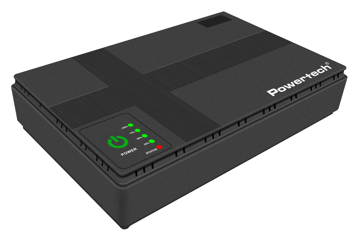 POWERTECH mini DC UPS PT-1434, 18W, 10400mAh, 3x DC, USB/LAN/POE, μαύρο 1 POWERTECH mini DC UPS PT-1434