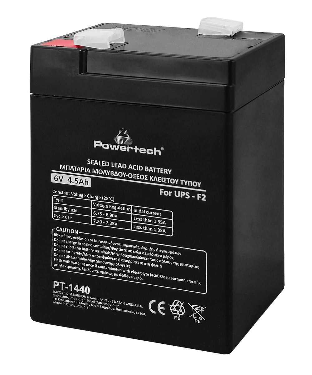 POWERTECH μπαταρία μολύβδου PT-1440 για UPS, 6V 4.5Ah, F2 1 POWERTECH μπαταρία μολύβδου PT-1440 για UPS