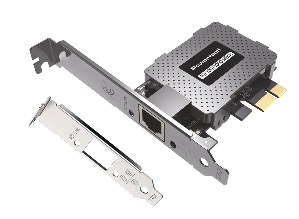 POWERTECH κάρτα επέκτασης δικτύου PCIe σε RJ45 PT-1453, 1000Mbps 1 POWERTECH κάρτα επέκτασης δικτύου PCIe σε RJ45 PT-1453