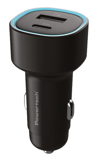 POWERTECH φορτιστής αυτοκινήτου PT-1539, USB & USB-C, 85W, μαύρος 1 POWERTECH φορτιστής αυτοκινήτου PT-1539