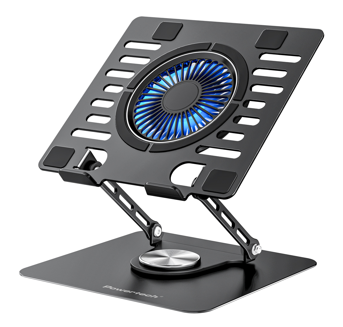 POWERTECH βάση & ψύξη laptop PT-1630 έως 17", 110mm LED fan, μεταλλική, μαύρη 1 POWERTECH βάση & ψύξη laptop PT-1630 έως 17"