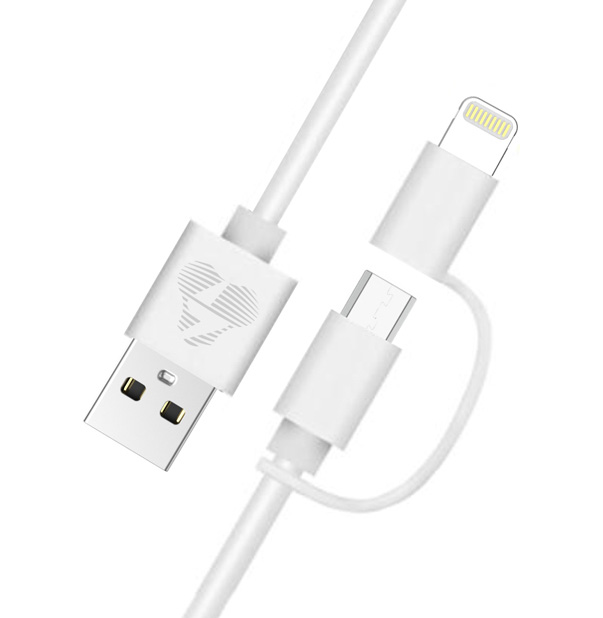 POWERTECH καλώδιο USB σε Micro/Lightning PT-707, MFi, 2.4A, 1m, λευκό 1 POWERTECH καλώδιο USB σε Micro/Lightning PT-707