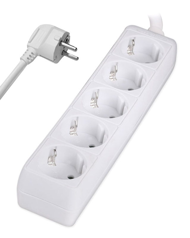 POWERTECH πολύπριζο PT-871, 5x schuko, 16A, 3m, λευκό 1 POWERTECH πολύπριζο PT-871