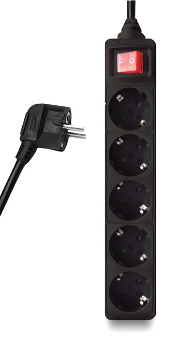POWERTECH πολύπριζο PT-877, 5x schuko, 16A, 3m, μαύρο 1 POWERTECH πολύπριζο PT-877